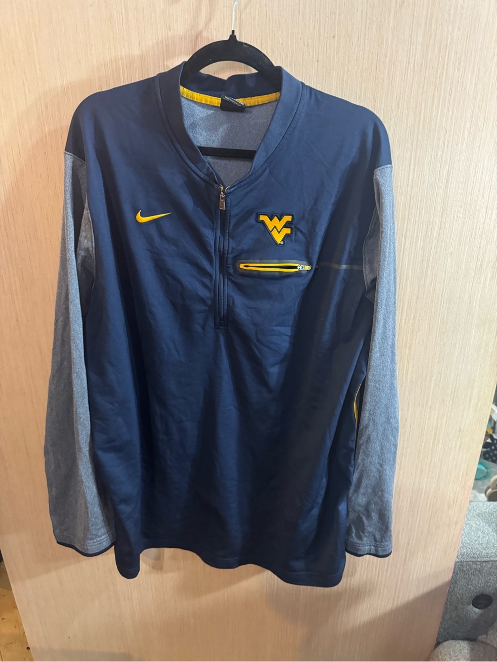 Nike Men’s Navy and Gray West Virginia Mountaineers Quarter-Zip Pullover XXL